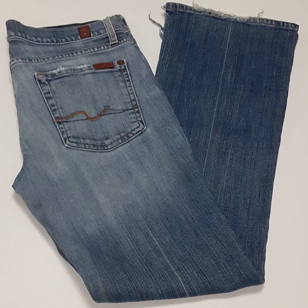 7 for all mankind distressed flare jeans